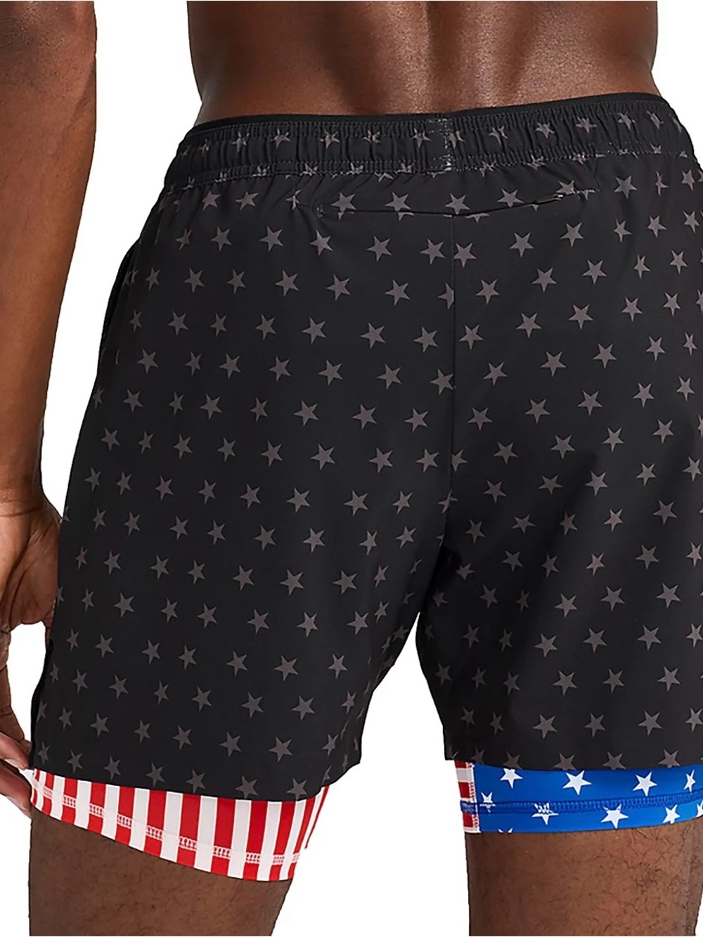 chubbies Black Stars Athletic Shorts with Red & Blue Trim